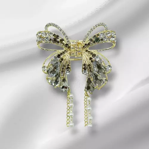 Rhinestone Butterfly Claw Clip with Dangle Chains