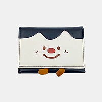Cute Black Trifold Cartoon Wallet with ID Window & Charms