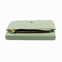 Sage Green Tri-fold Wallet - Slim Vegan Leather Card Holder