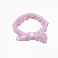 Pastel Pink Plush Polka Dot Spa Headband | Soft Makeup & Skincare Band