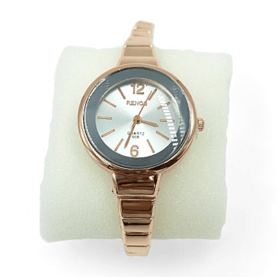 White Renos Rose Gold Women’s Watch & Crystal Bangle Gift Set