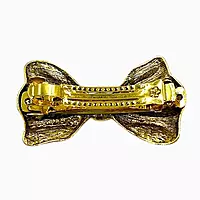 Vintage Crystal Bow Barrette - Gold Hair Clip
