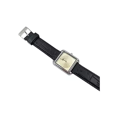 Minimalist Unisex Black Analog Faux Leather Strap Watch