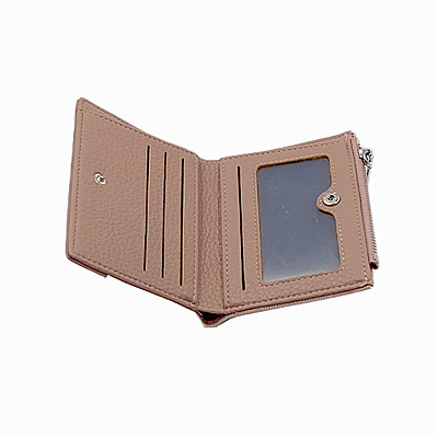 Chic Monogram Bi-Fold Wallet with Zippered Coin Pocket