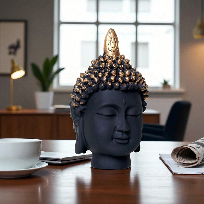 Meditating Buddha Face - Polyresin Sculpture for Home -7 Inch