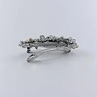 Elegant Floral Barrette Hair Clip with Crystals & Pearls