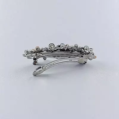 Elegant Floral Barrette Hair Clip with Crystals & Pearls