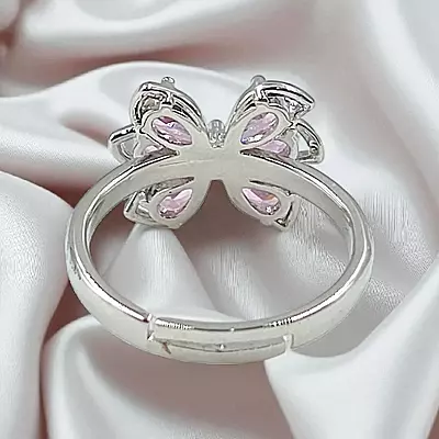Elegant Butterfly Ring | Adjustable Silver-Plated Statement Jewelry