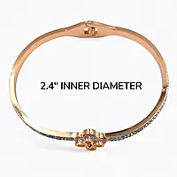 Elegant Rose Gold Flower & Crystal Bangle Bracelet