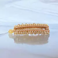 Elegant Champagne Gold Beaded Flexible Banana Hair Clip - Stylish Ponytail Holder