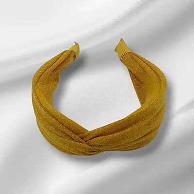 Chic Mustard Knotted Headband - Textured Fabric Hair Accessory