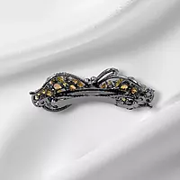 Amber & Teal Crystal Bow Hair Barrette - Elegant Gemstone Hair Clip