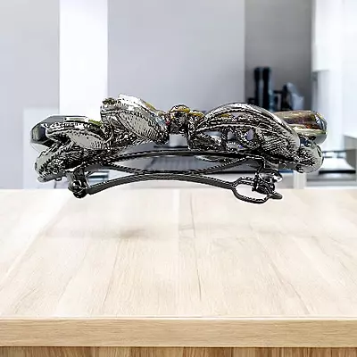 Elegant Pink Crystal Barrette - Gunmetal Butterfly Hair Clip