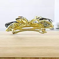 Elegant Dragonfly Barrette: Smoky Crystal & Black Gemstone Hair Clip