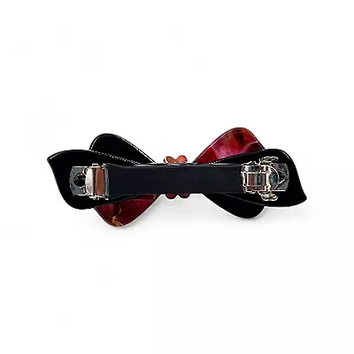 Elegant Black and Red Bow Hair Barrette Clip for Women