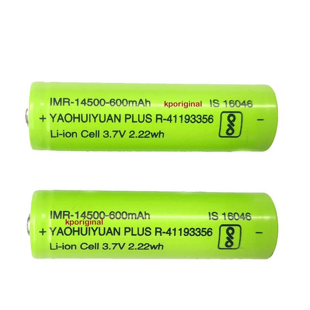 INR 14500-600mah 3.7V 2.22wh Li-ion cell with BMS 2pin connector