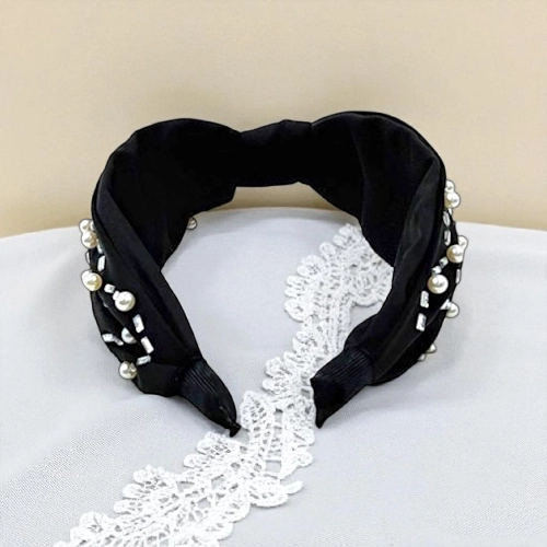Elegant Pearl & Rhinestone Turban Knot Headband