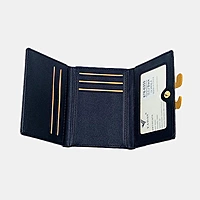 Cute Black Trifold Cartoon Wallet with ID Window & Charms