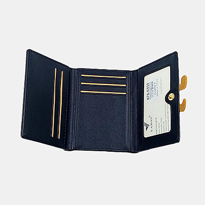 Cute Black Trifold Cartoon Wallet with ID Window & Charms