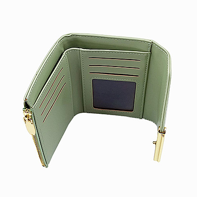 Sage Green Tri-fold Wallet - Slim Vegan Leather Card Holder