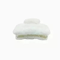 Plush Faux Fur Hair Claw Clip - Vibrant White Hair Clamp
