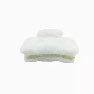 Plush Faux Fur Hair Claw Clip - Vibrant White Hair Clamp