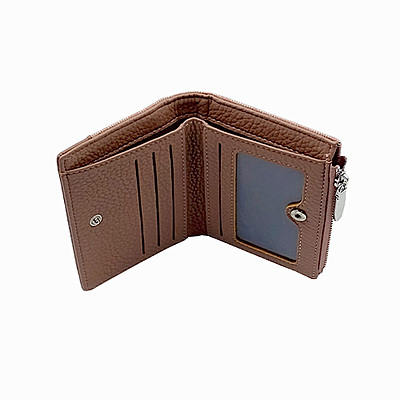 Chic Monogram Bi-Fold Wallet with Zippered Coin Pocket