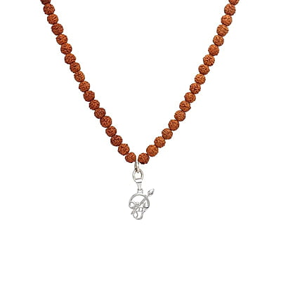 Rudraksha Mala with Silver Om Pendant