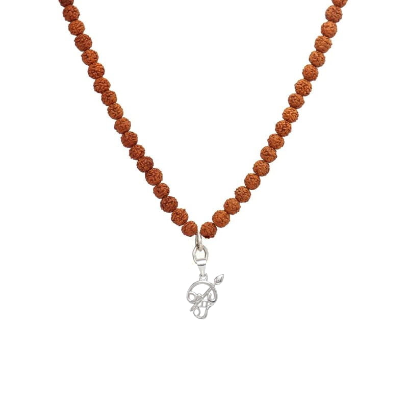 Rudraksha Mala with Silver Om Pendant