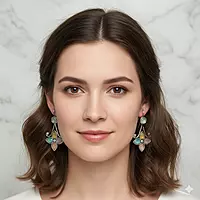 Colorful Gemstone Chandelier Earrings - Silver-Toned Floral Drop Earrings
