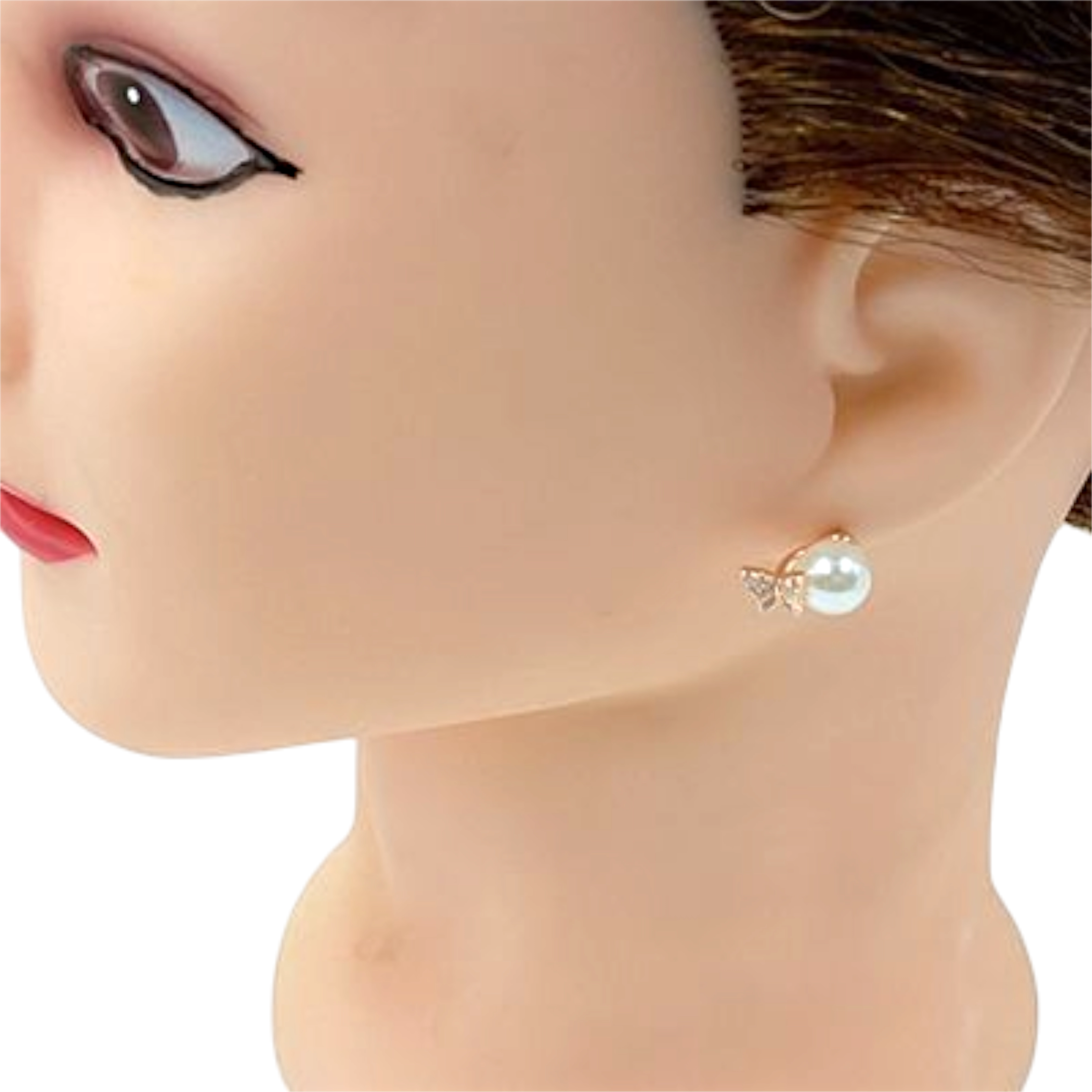 Elegant Pearl & Pave CZ Butterfly Stud Earrings