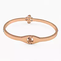 Elegant Rose Gold Flower & Crystal Bangle Bracelet