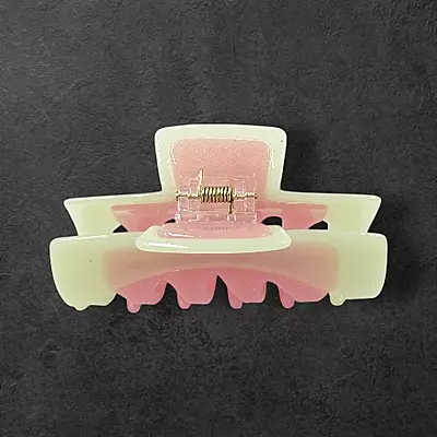 Pastel Yellow & Pink Swirl Claw Clip | Large Glitter Hair Clip for Thick Hair