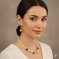 Vibrant Multicolor Bead & Pearl Necklace and Earring Set | Elegant Fashion Jewelry