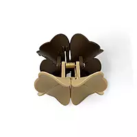 Brown and Beige Two-Toned Flower Hair Claw Clip - Matte Finish Hair Accessory