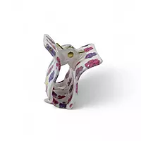 Retro Floral Mini Hair Claw Clip - White, Purple and Pink Acetate Jaw Clip