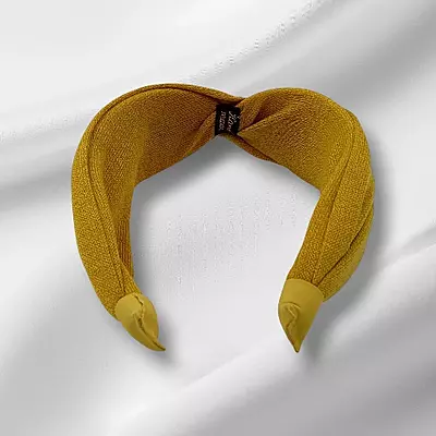 Chic Mustard Knotted Headband - Textured Fabric Hair Accessory