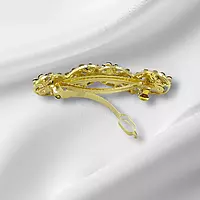 Double Heart Floral Rhinestone Hair Barrette Clip