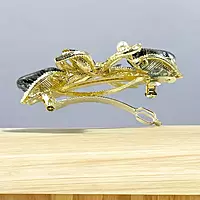 Elegant Dragonfly Barrette: Smoky Crystal & Black Gemstone Hair Clip