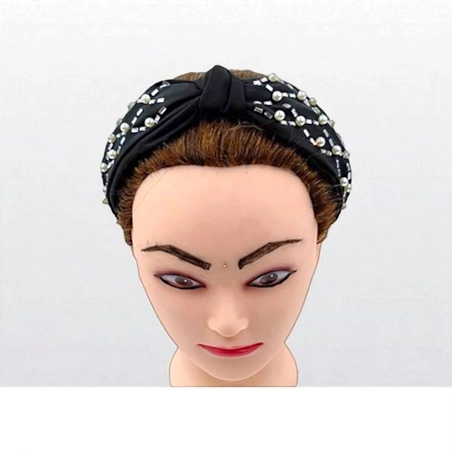 Elegant Pearl & Rhinestone Turban Knot Headband