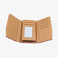 Women's Red Tri-Fold Faux Leather Clutch & Card Organizer