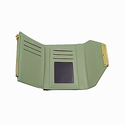 Sage Green Tri-fold Wallet - Slim Vegan Leather Card Holder
