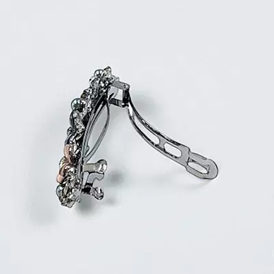Elegant Floral Barrette Hair Clip with Crystals & Pearls