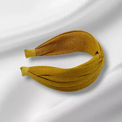Chic Mustard Knotted Headband - Textured Fabric Hair Accessory
