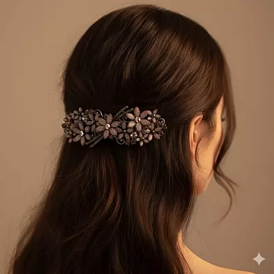 Elegant Multicolor Rhinestone French Barrette for Women | Hair Clip
