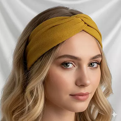 Chic Mustard Knotted Headband - Textured Fabric Hair Accessory