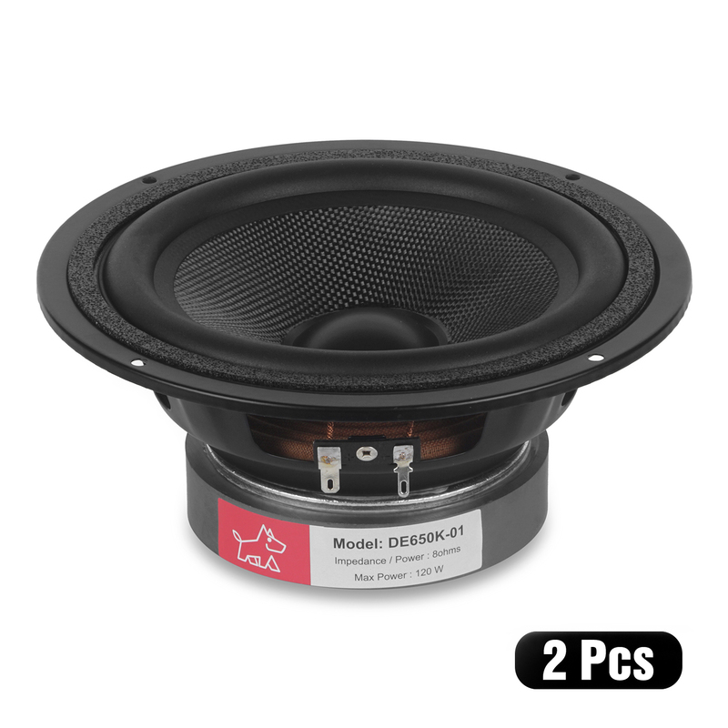 DE650K-01 Kevlar cone Woofer 6.5" 8Ohms 120 Watts (2 Pcs)