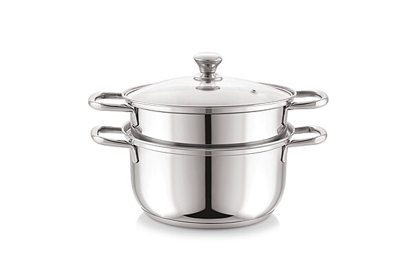 Sonu Stainless Steel Triply Base Steamer with Glass lid| Momo Maker| Vegitable Steamer