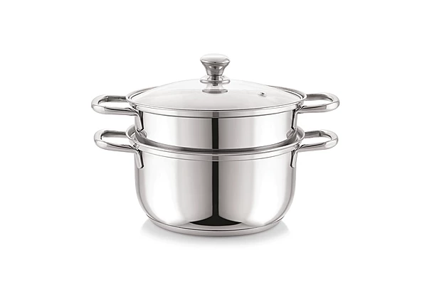 Sonu Stainless Steel Triply Base Steamer with Glass lid| Momo Maker| Vegitable Steamer