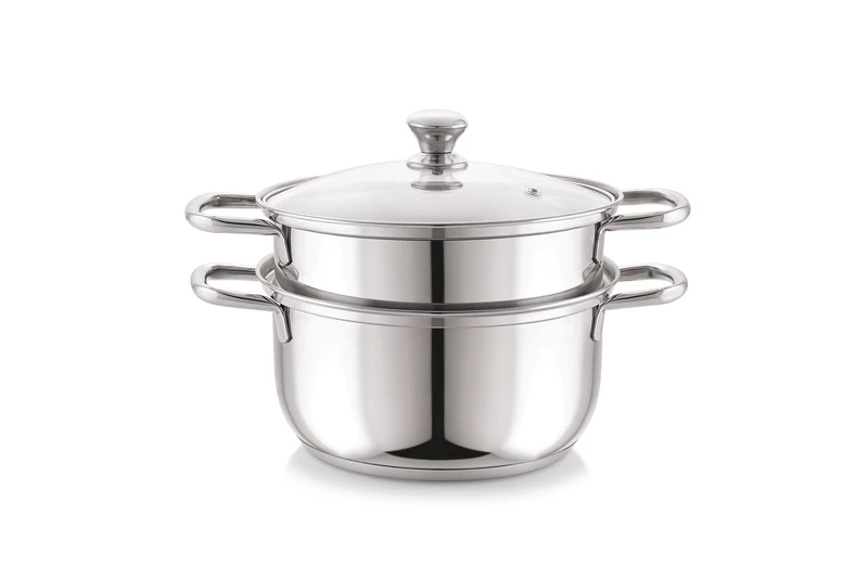 Sonu Stainless Steel Triply Base Steamer with Glass lid| Momo Maker| Vegitable Steamer
